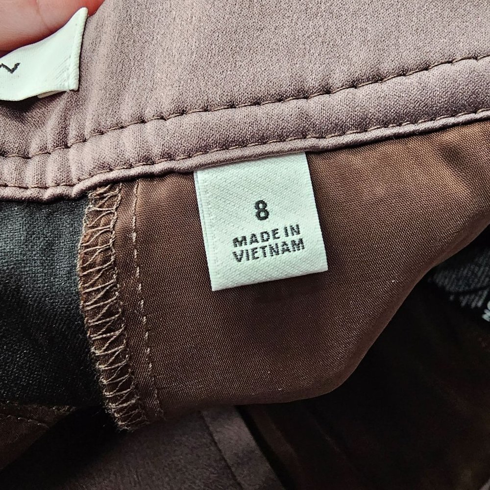 Aritiza Babaton Brown Leather Pants High Waisted Bootcut Vegan Coffee Bean 8 - Picture 7 of 9